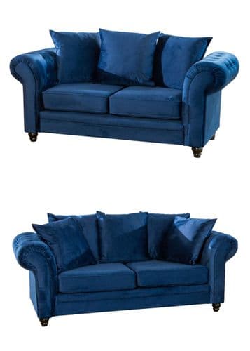 Sandhurst Blue Two & Three Seater Sofa Set