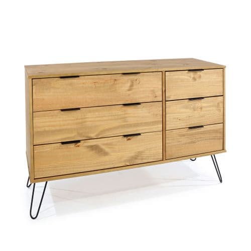 Scandi Antique Driftwood Wide Six Drawer Chest Of Drawers