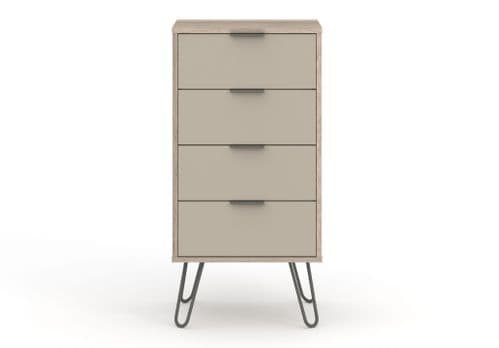Scandi Calico Neutral  Four Drawer Narrow Chest Of Drawers