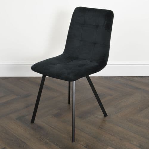 Set Of Two Squared Black Dining Chairs