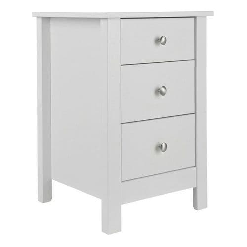 Shaker White Painted Three Drawer Bedside Table