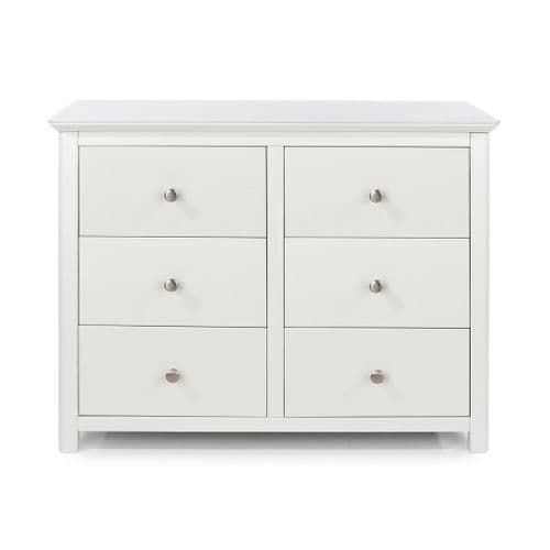 St Ives White Six Drawer Chest Of Drawers With Toughened Glass Top