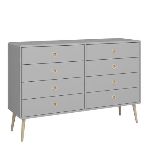 Stockholm Grey Wide Eight Drawer Chest Of Drawers