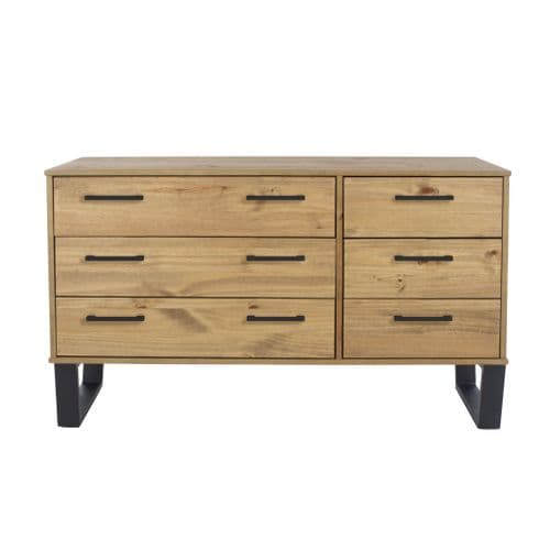 Texas Industrial Style Six Drawer Wide Chest