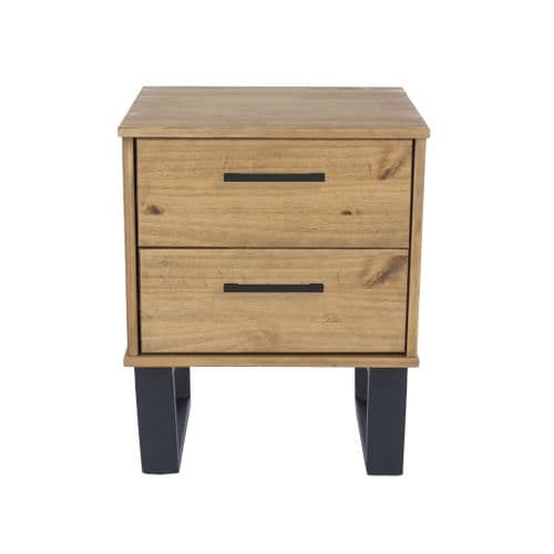 Texas  Industrial Style Two Drawer Bedside Table