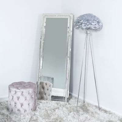 Tripod Floor Lamp with Grey Feather Shade