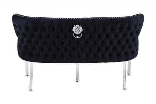 Valentino Lionhead Black Buttoned Velvet Couch Dining Bench