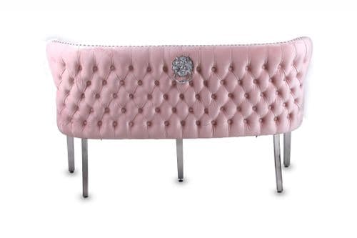 Valentino Lionhead Pink Buttoned Velvet Couch Dining Bench