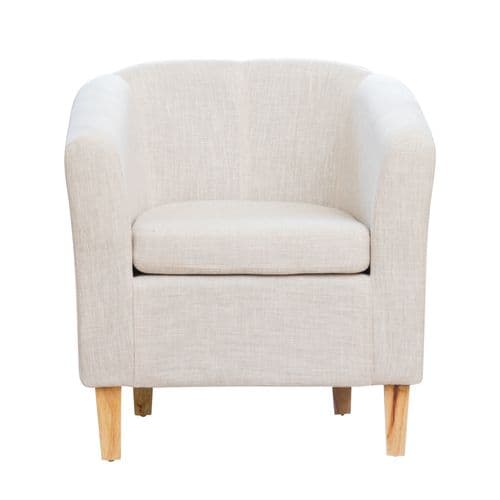 Woven Fabric Beige Classic Tub Chair